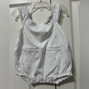 Ollie’s Day Baby Girl Aspen Bubble Romper White Floral NWT 6/9 Months